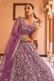 Burgundy Net Sequins & Thread Embroidered Bridal Lehenga Set