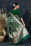 Emerald Jaal Banarasi Soft Silk All-Over Silver Zari Saree