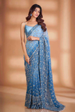 Heavy Faux Georgette Saree with Padding Print, 7MM Sequins & Zari Embroidery Work