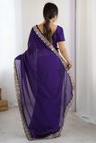 Rohini Purple Elegance Party Wear Saree Set