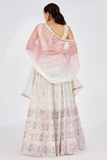Elegant White & Pink Faux Georgette Lehenga with Net Dupatta