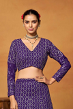 Purple Faux Georgette Embroidered Lehenga Set