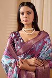 Mauve Garden Soft Lichi Silk Saree