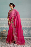 Soft Star Georgette Saree with Embroidered Cutwork Aarco Border & Banglory Silk Blouse