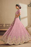 Blush Pink Satin Silk Embroidered Lehenga Set
