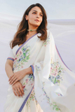 Bright Moss Silk Printed Saree with Satin Silk Blouse (Alia Inspired)