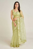 Elegant Net Saree with Sequins & Dori Work