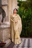 Golden Glow Tissue Silk Saree with Zari Weaving Work