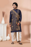 Navy & Ivory Royal Embroidered Men’s Kurta Pajama Set
