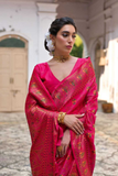 Red Extra Soft Pashmina Silk Saree with Kashmiri Jal Weaving & Zari-Meena Work
