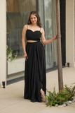 Stylish Black Georgette Indo-Western Set with Drape Skirt & Shrug