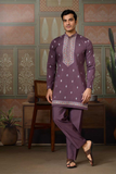 Onion Embroidered Kurta with Koti & Bottom