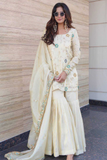Ivory Aura Embroidered Chinnon Sharara Set