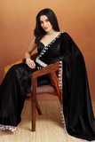 Fendy Satin Silk Mirror Lace Saree