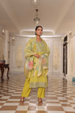 Olive Glow Cotton Silk 3-Piece Kurti Set with Jacquard Shimmer Dupatta