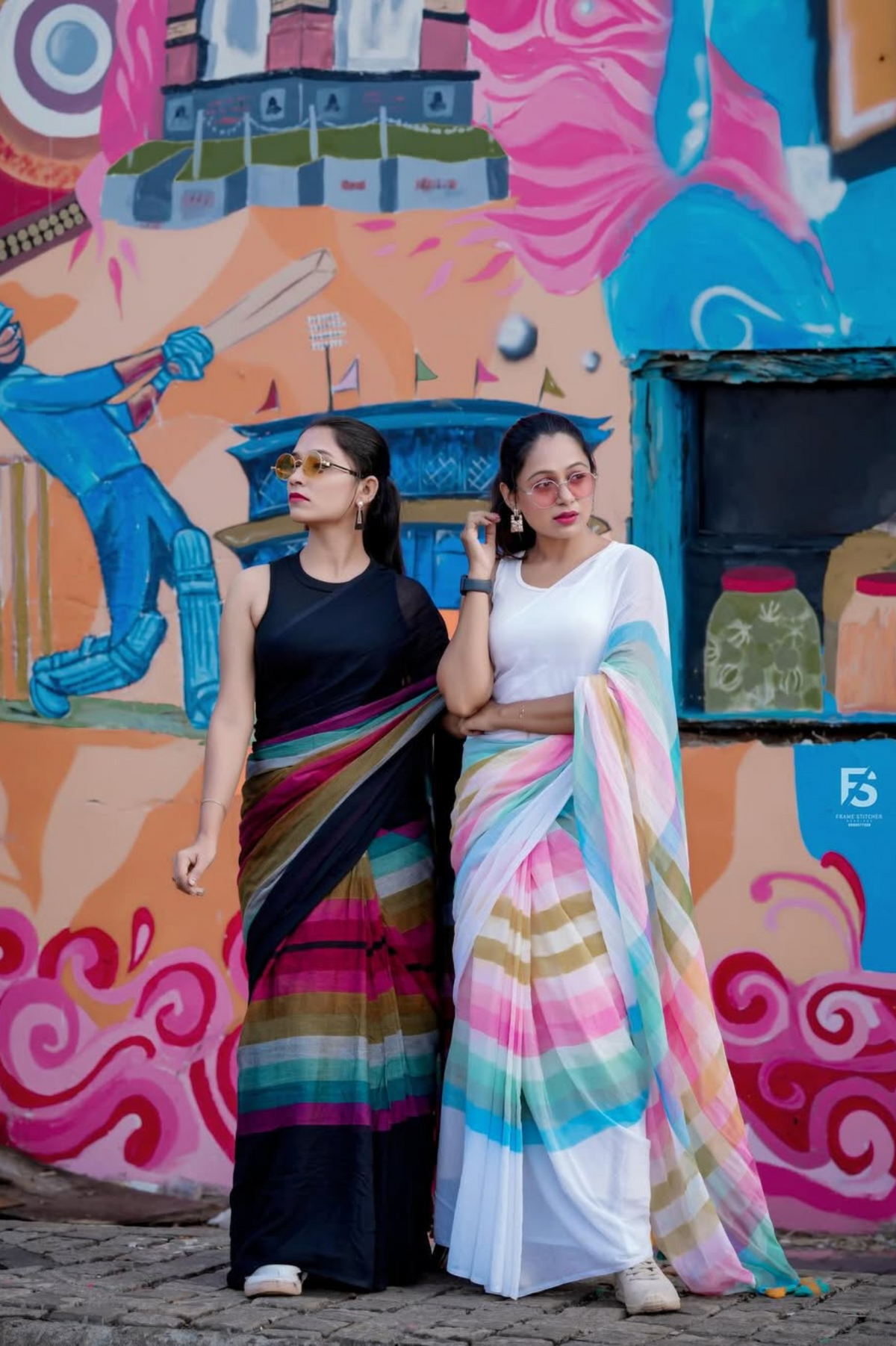 Soft Chanderi Linen Saree with Floral Print & Zari Patti Border