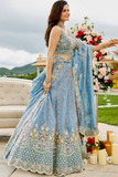 Sky Bloom Satin Silk Lehenga Choli Set