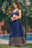 Royal Blue Georgette Lehenga with Matching Blouse & Dupatta