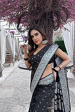 Black Silver Banarasi Soft Silk Silver Zari Woven Saree