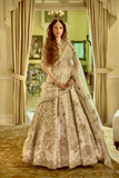 Ivory Gold Embroidered Slub Silk Bridal Lehenga