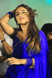 Royal Blue Faux Georgette Saree with Zarkhan Diamond Border - kavyo.in