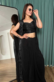Stylish Black Indo-Western Set with Sequin & Dori Work