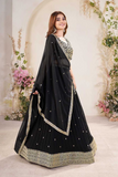 Black Georgette Embroidered Lehenga Choli with Dupatta