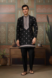 Black Embroidered Kurta with Koti & Bottom