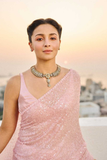 Blush Pink Heavy Georgette Saree with Full Sequin Embroidery Work (Alia Inspired)