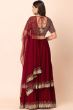 Emerald Red Georgette Lehenga Choli with Dupatta