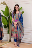 Royal Blue Chinon Printed Suit with Dupatta