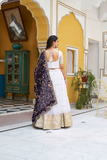 White & Purple Crunchi Embroidered Lehenga with Dupatta