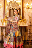 Muslin Cotton Mirror Work Lehenga with Lampi Lace & Dupatta