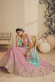 Blush Pink Satin Silk Embroidered Lehenga Set