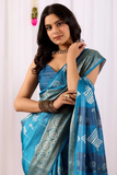Peacock Blue Soft Lichi Silk Zari Woven Saree