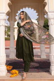 Cotton Silk Ankle-Length Kurta Pant Set with Printed Dupatta