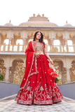 Royal Mughal Embroidered Vichitra Silk Lehenga Choli Set with Dupatta