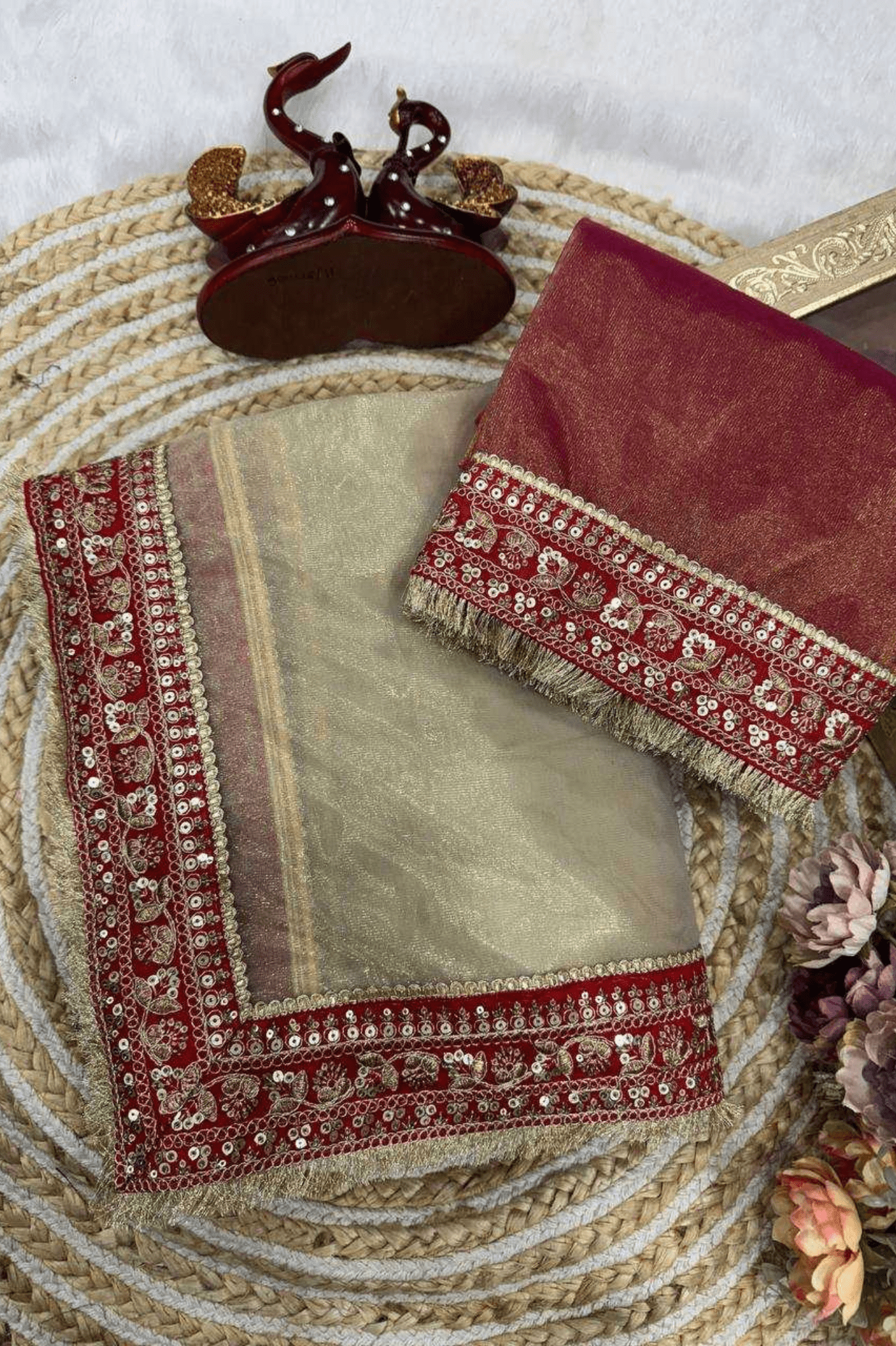 Pearl Royale Soft Twill Net Saree with Sequin Dori Embroidery & Fancy Lace Border - kavyo.in