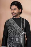 Royal Black Embroidered Men’s Kurta Pajama Set
