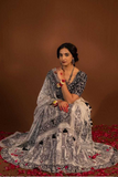 Pure Tussar Silk Black & White Printed Chaniya Choli with Dupatta