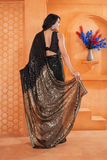 Premium Black Georgette Sequin Saree with Embroidered Lace Border & Banglory Blouse