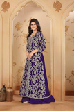 Elegant Purple Chinon Embroidered Jacket Set with Dupatta