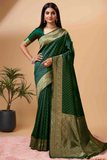 Elegant Green Banarasi Art Silk Saree with Golden Zari Work
