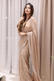 Champagne Glow Georgette Sequin Saree