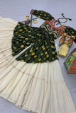Pure Cotton Gamthi Work Navratri Lehenga with Shrug - Green
