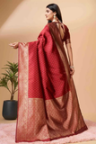 Elegant Red Banarasi Art Silk Saree with Golden Zari Work