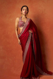 Aarohi Crimson – Designer Rangoli Silk Bollywood Saree