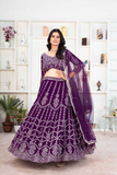 Royal Purple Georgette Embroidered Lehenga Choli with Net Dupatta
