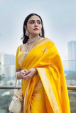 Soft Lichi Silk Yellow Saree with Rich Jacquard Border