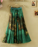 Emerald Peacock Silk Skirt
